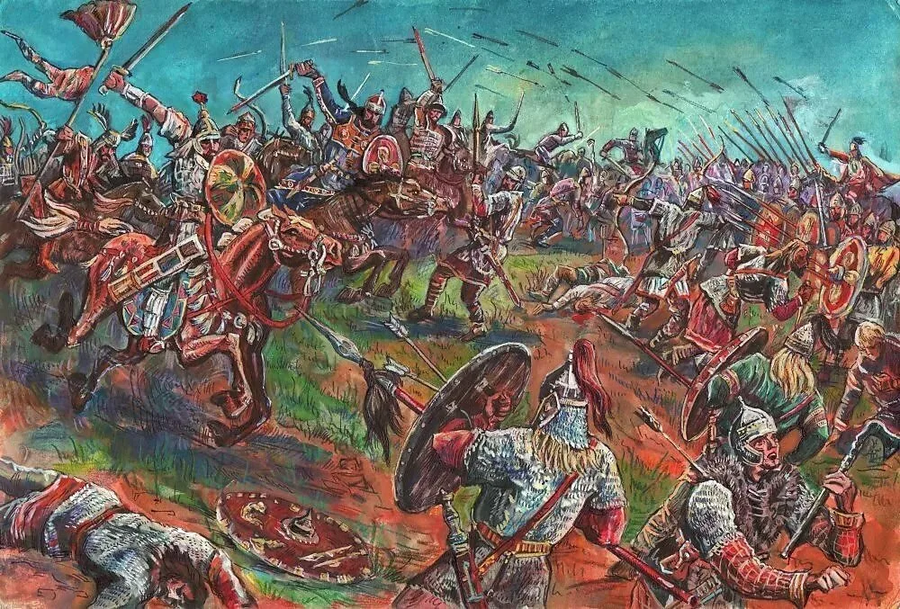 Нападение монголов. Судбищенская битва 1555. Битва с татаро монголами. Золотая Орда Куликовская битва.