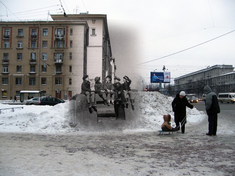 Ленинград 1945-2010 Угол Московского проспекта и Благодатной улицы. Дети пережившие блокаду блокада, ленинград, победа