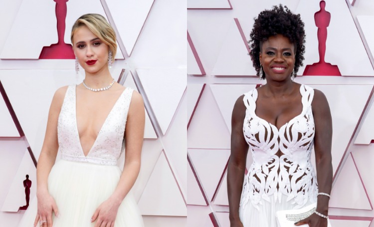 Оскар-2021: Мария Бакалова и Виола Дэвис в белом на дорожке премии