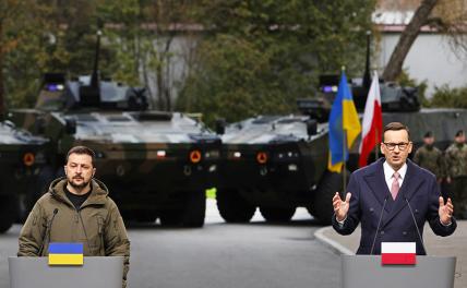 На фото: премьер-министр Польши Матеуш Моравецкий и президент Украины Владимир Зеленский (справа налево).
