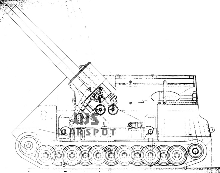 ​Также был разработан проект самоходной 420-мм мортиры 42 cm schwerer Granatenwerfer in Selbstfahrlafette - Сверчок-переросток | Warspot.ru