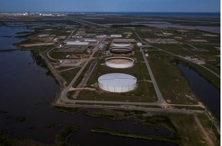 The Bryan Mound Strategic Petroleum Reserve, an oil storage facility, is seen in this aerial photograph over Freeport, Texas, U.S., April 27, 2020. REUTERS/Adrees Latif