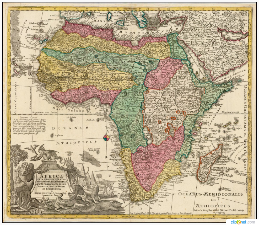 Карта Африки 1760 год.