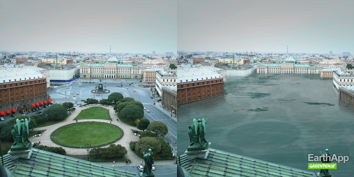 Greenpeace «состарил» Петербург, Байкал и ледники Арктики