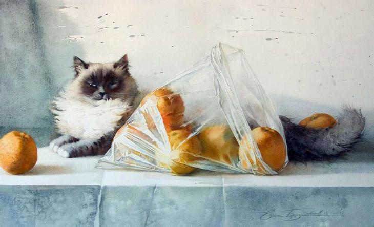 Акварели Елены Базановой. Мир кошек 
