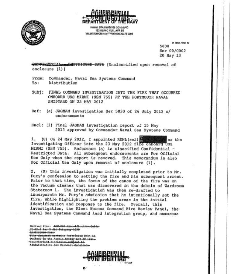 Пожар на USS Miami – расследование вмф
