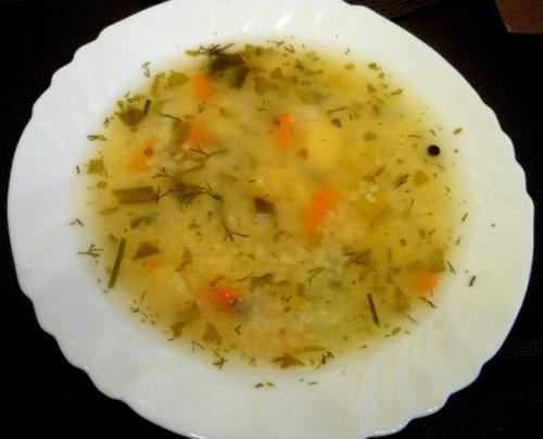 Суп с пшеном и щавелем для дней без масла.