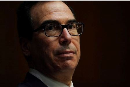 Steven T. Mnuchin, Secretary, Department of the Treasury during the Senate's Committee on Banking, Housing, and Urban Affairs hearing examining the quarterly CARES Act report to Congress, in Washington, DC, U.S., September 24, 2020. Toni L. Sandys/Pool via REUTERS