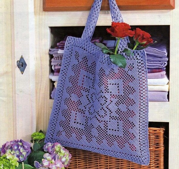Сумки в филейной технике - стильная альтернатива классическим авоськам вязание,сумки