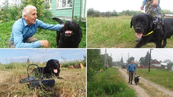 Собака-поводырь уже более 7 лет является его глазами при передвижении и лучшим другом (д. Зарытки, Рязанская обл.). | Фото: fishki.net.