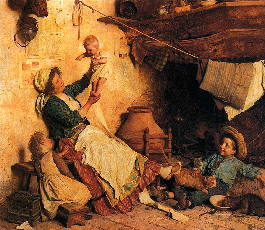 Гаэтано Чиерици (Gaetano Chierici), Семья с кошками