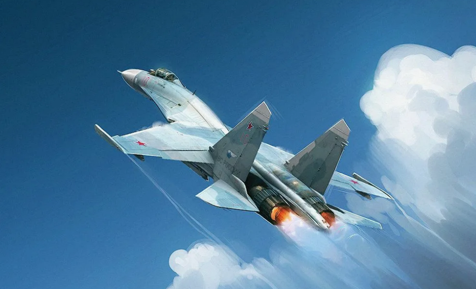 Рисунок Су-27 в небе