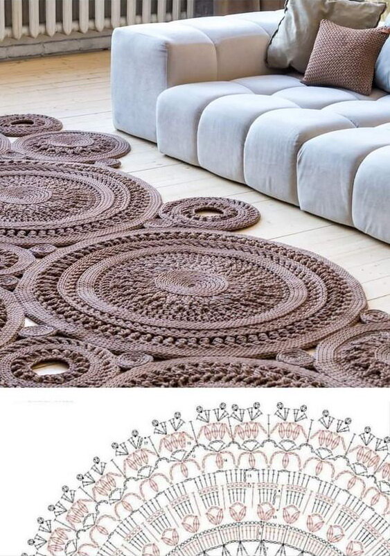 Вязаные крючком ковры: искусство уюта и стиля Вязаные ковры крючком — это уникальное решение для уюта и стиля в вашем интерьере.-7
