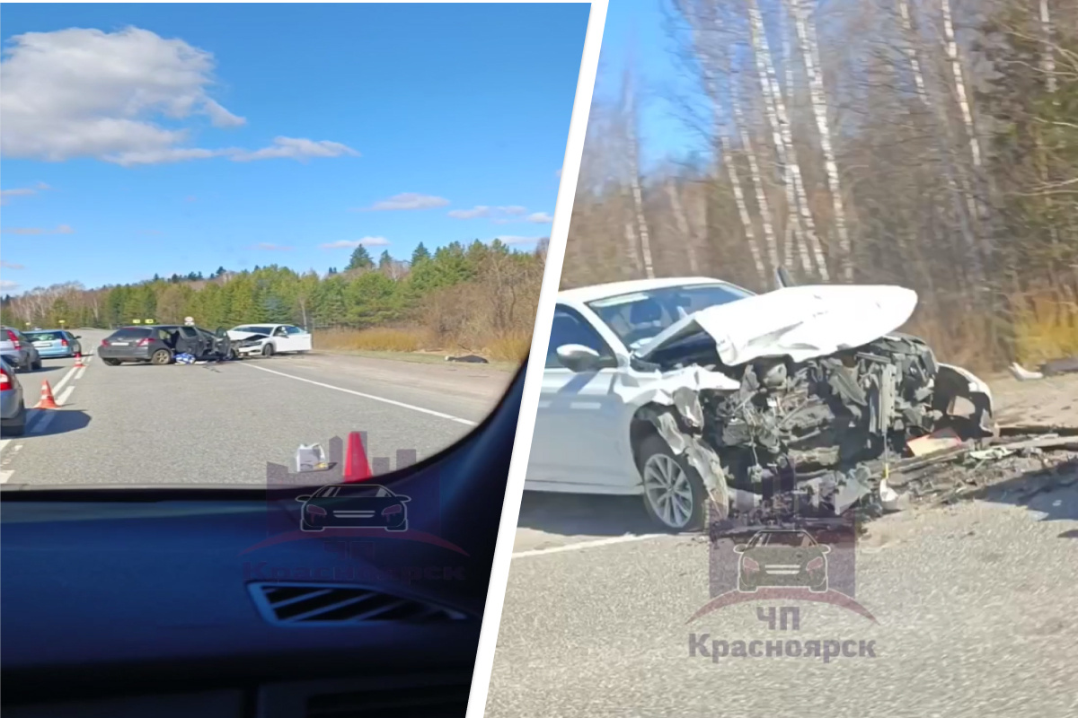На трассе Красноярск — Ачинск водитель устроил лобовое ДТП и погиб
