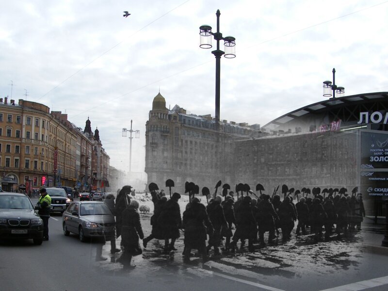 Ленинград 1942-2009 Сенная площадь. Весна. Все силы на расчистку города блокада, ленинград, победа