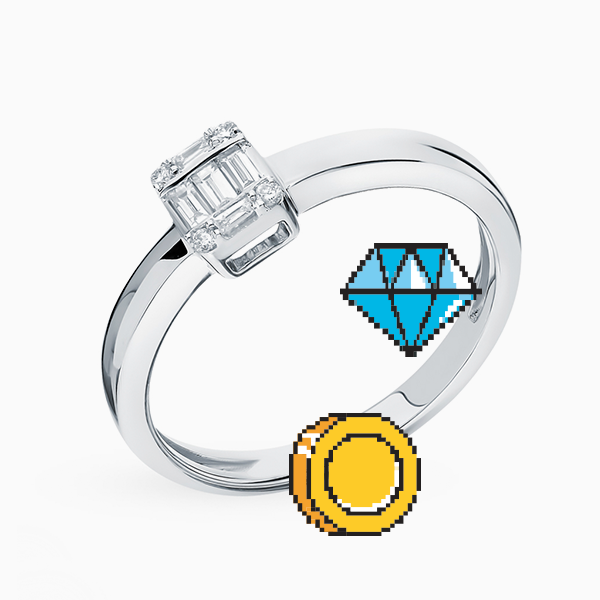 Помолвочное кольцо SL, белое золото, бриллианты