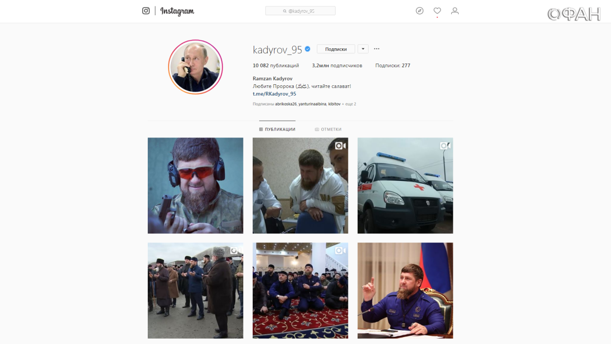 Администрация Instagram восстановила страницу Кадырова, заблокированную в 2017 году