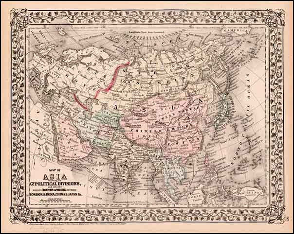 Карта геополитического деления Азии, 1871 г.