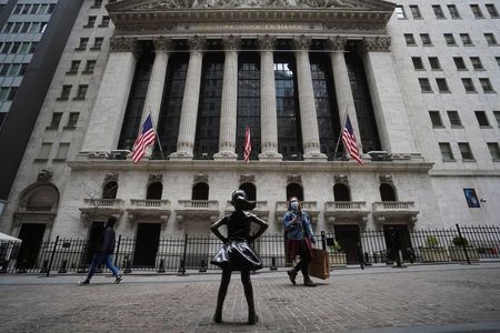 The New York Stock Exchange is pictured amid the coronavirus disease (COVID-19) pandemic in the Manhattan borough of New York City, New York, U.S., April 16, 2021. REUTERS/Carlo Allegri