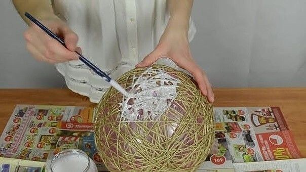 Корзинка из шпагата Корзинка, шпагата, создается, помощи, можно, хранить, например, искусственные, цветы, украшения