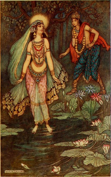 Шантану встречает богиню Гангу - изображение Уорика Гобла, 1913. \ Фото: kn.wikipedia.org.