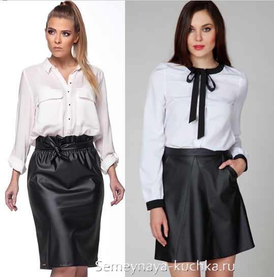 кожаные офисные юбки
