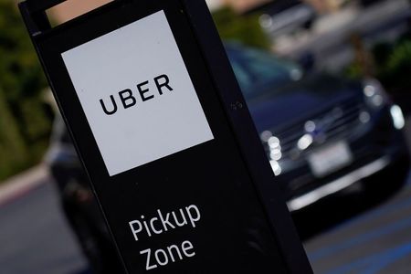 An Uber pick-up location is pictured in San Diego, California, September 30. 2019. REUTERS/Mike Blake/File Photo