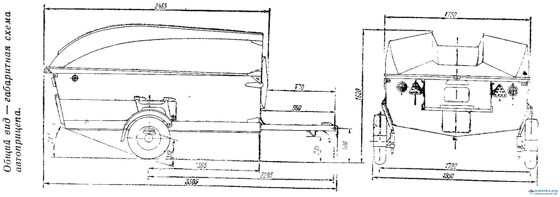 Чертеж прицепа под лодку