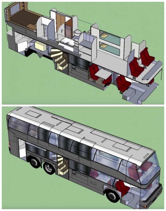 Голландец приобрел старый 2-этажный автобус и превратил его в виллу на колесах автосамоделки,курилка,марки и модели