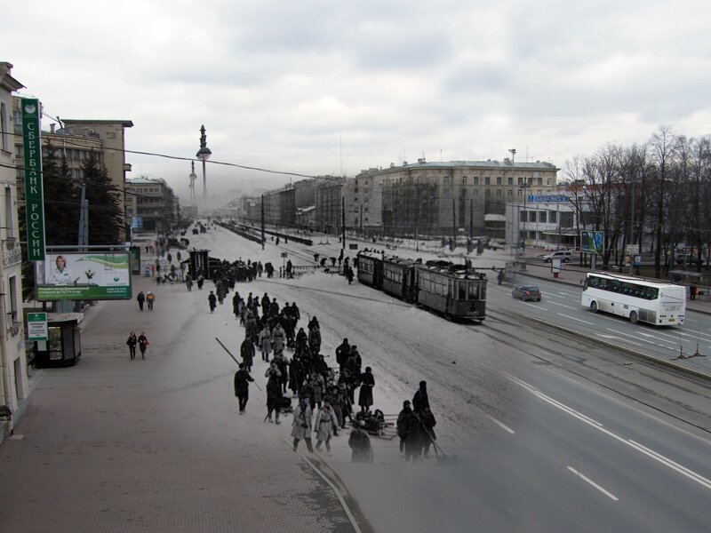 Ленинград 1944-2009 Московский 129. Войска продвигаются к передовой блокада, ленинград, победа