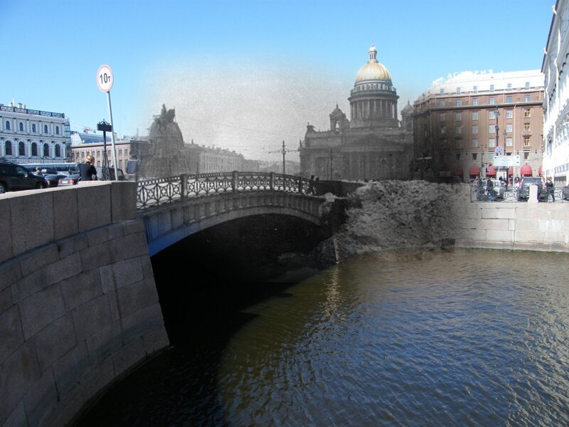 Ленинград 1945-2009 Исаакиевская площадь. Синий мост. блокада, ленинград, победа