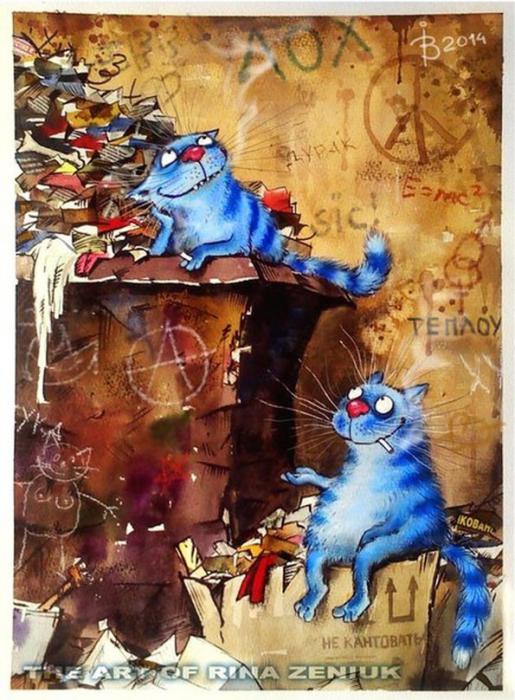 Непростая жизнь дворовых кошек и котов. Художница Ирина Зенюк Непростая жизнь дворовых кошек и котов. Художница Ирина Зенюк иллюстрация