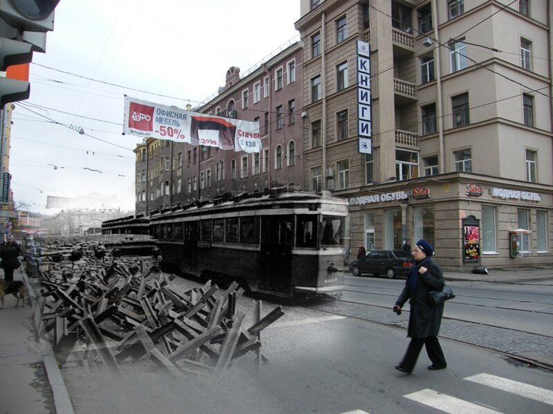 Ленинград 1941-2009 Старопетергофский проспект у станции метро Нарвская - Проспект Гааза блокада, ленинград, победа