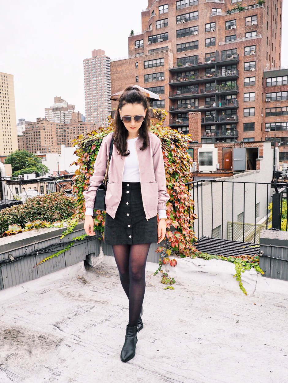 NYC Blogger: How to wear a pink bomber jacket 1