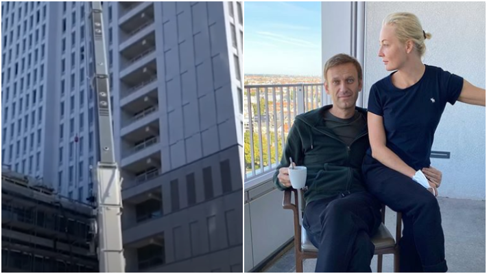 Возраст матери навального. Навальный на балконе. Навальный в шарите.