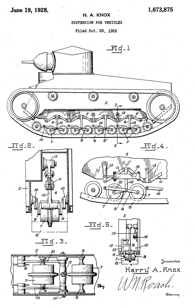 ​Патент на подвеску для танка, 1925 год. Вероятнее всего, именно так первоначально выглядел Light Tank T1 - Серый кардинал американского танкостроения | Warspot.ru