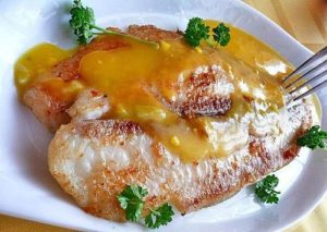 Камбала, жаренная с апельсинами