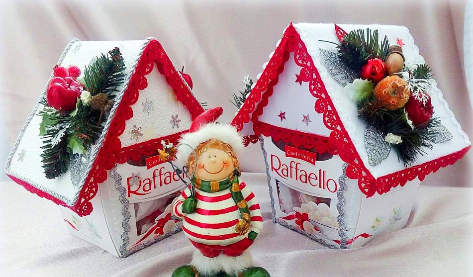 Новогодний домик Деда Мороза из коробки конфет: мастер-класс
