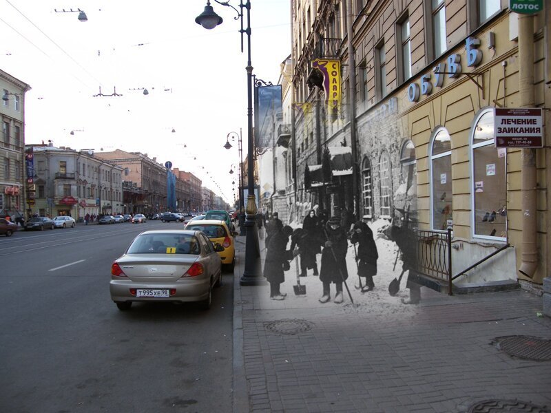 Ленинград 1942-2009 Владимирский проспект14. Уборка снега блокада, ленинград, победа