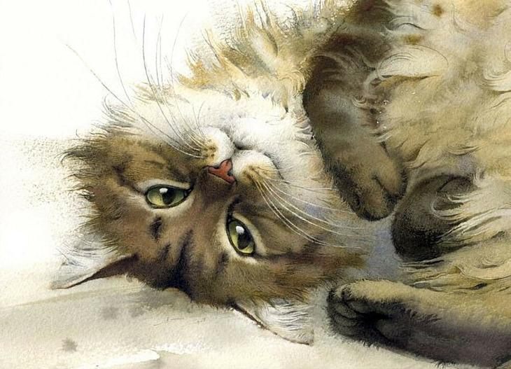 Акварели Елены Базановой. Мир кошек 