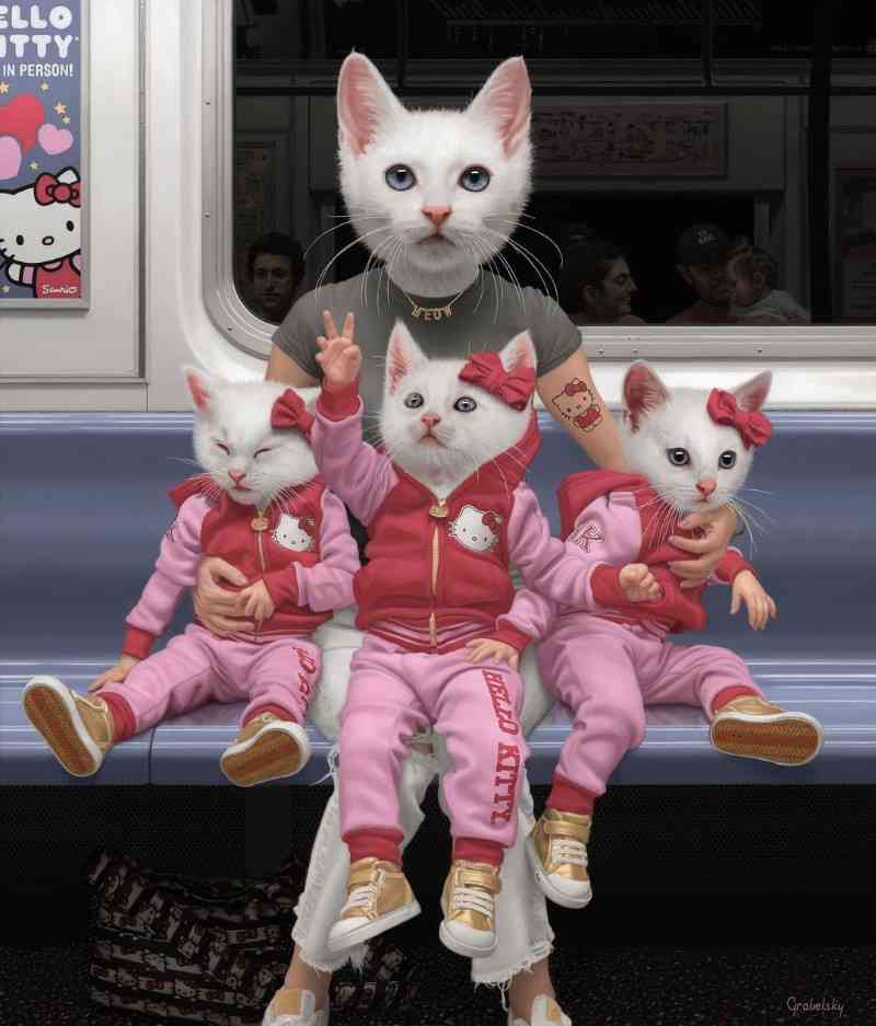 “Hello Kitties”. Matthew Grabelsky. Oil on Canvas