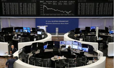 The German share price index DAX graph is pictured at the stock exchange in Frankfurt, Germany, October 19, 2020. REUTERS/Staff