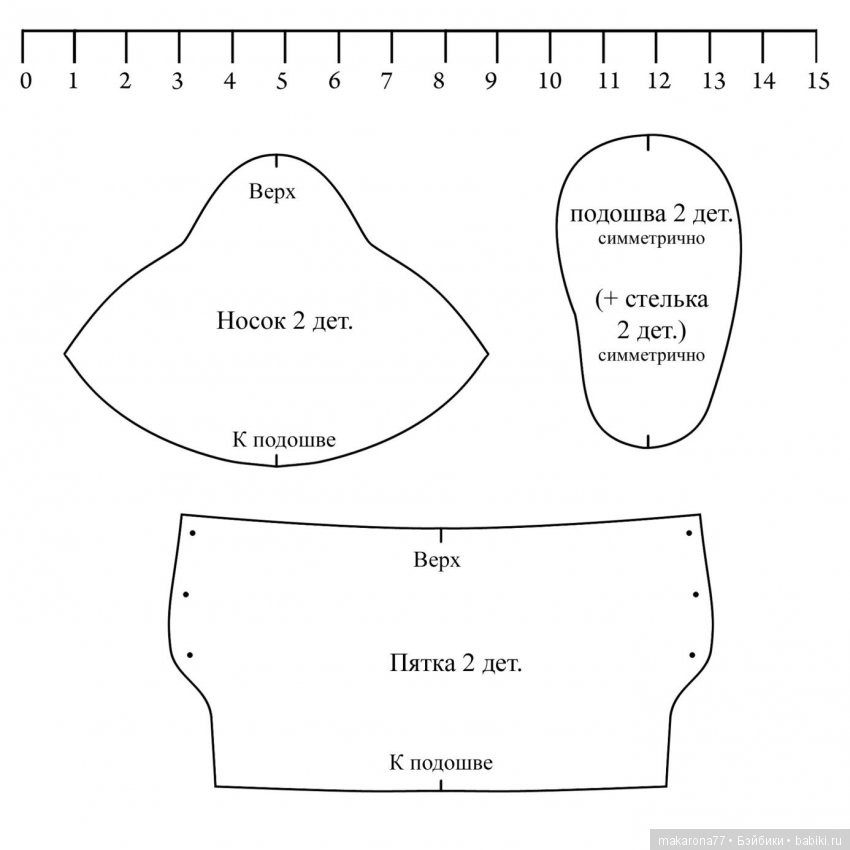 Ботиночки для кукол и игрушек. Выкройка и мастер-класс. Автор: Макарова Наталья.       