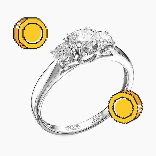 Помолвочное кольцо «Бриллианты Костромы», белое золото, бриллианты