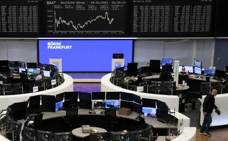 The German share price index DAX graph is pictured at the stock exchange in Frankfurt, Germany, March 4, 2021. REUTERS/Staff