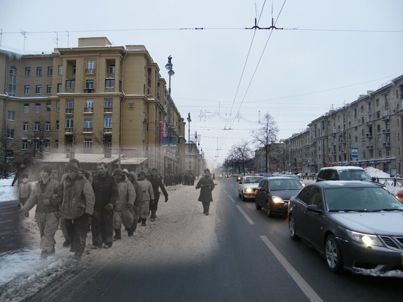 Ленинград 1944-2010 Пленные на Московском проспекте блокада, ленинград, победа