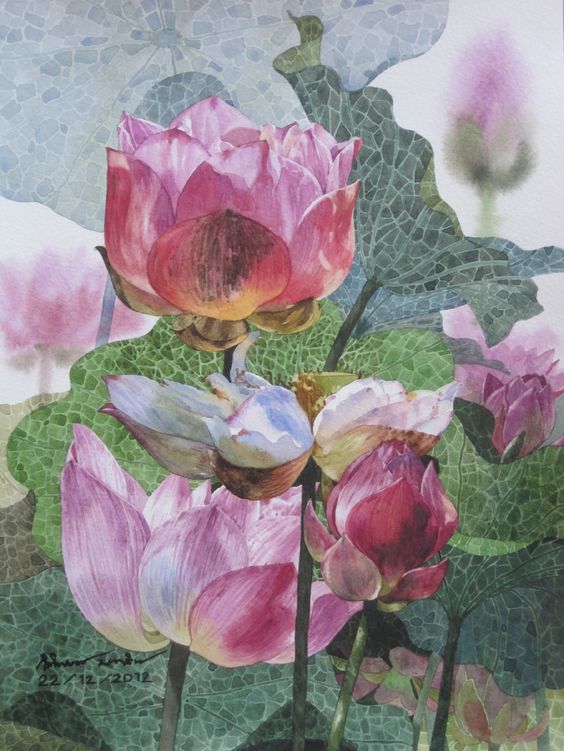 Lotus flowers painting: 