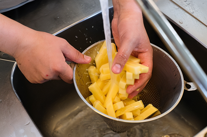 Нарежьте картофель и хорошо промойте. / Фото: stanokmolotok.ru