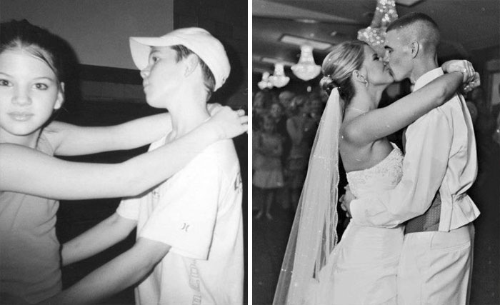 My Wife And I During A Dance In Sixth Grade And Then On Our Wedding Day