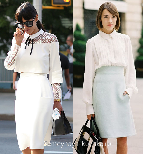 белая офисная юбка